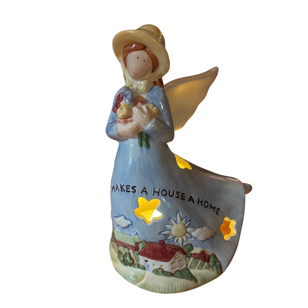 Russ Berrie Country Gatherings Collection Hand‎ Painted Ceramic Tealight  Holder